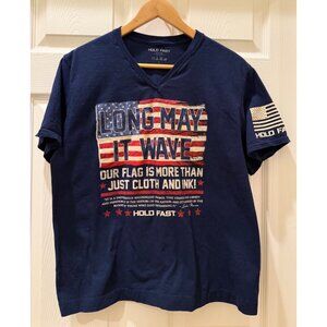 Hold Fast Patriotic "Long May It Wave" Navy Tee - Large